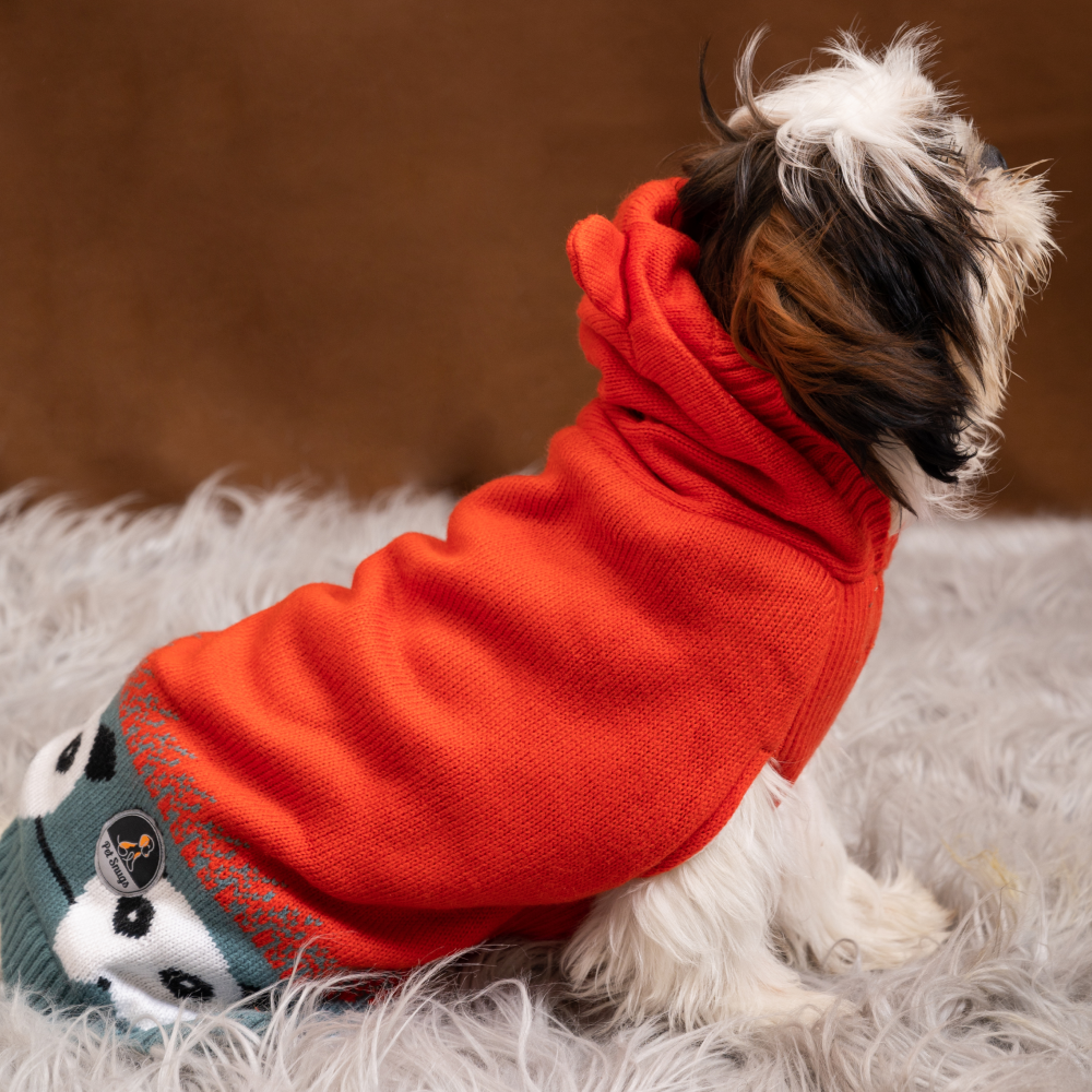 Petsnugs Panda Knit Sweater for Pets (Black & Orange)