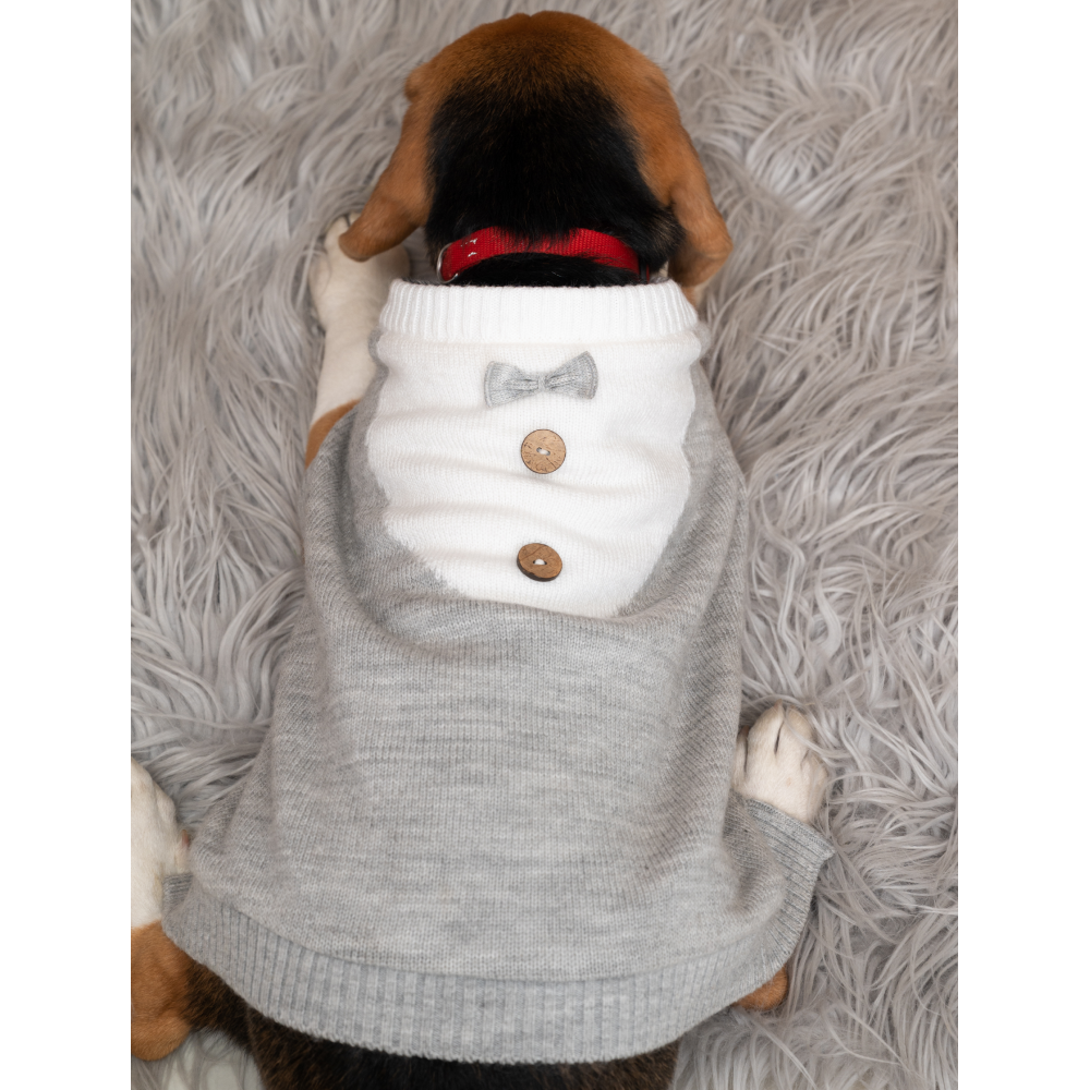 Petsnugs Gentle dog Knit Sweater (Grey & White)