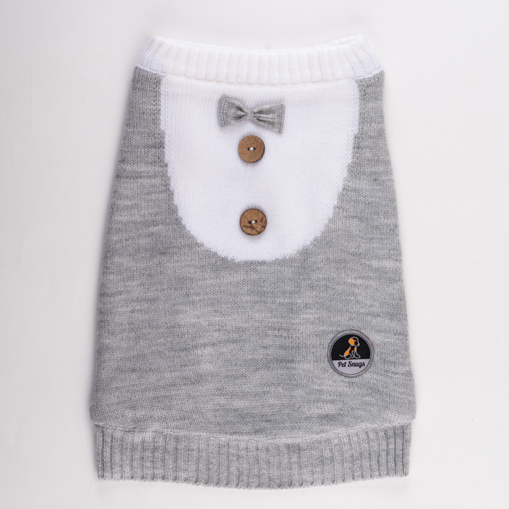 Petsnugs Gentle dog Knit Sweater (Grey & White)