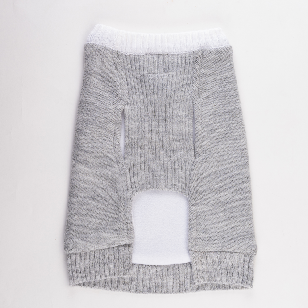 Petsnugs Gentle dog Knit Sweater (Grey & White)