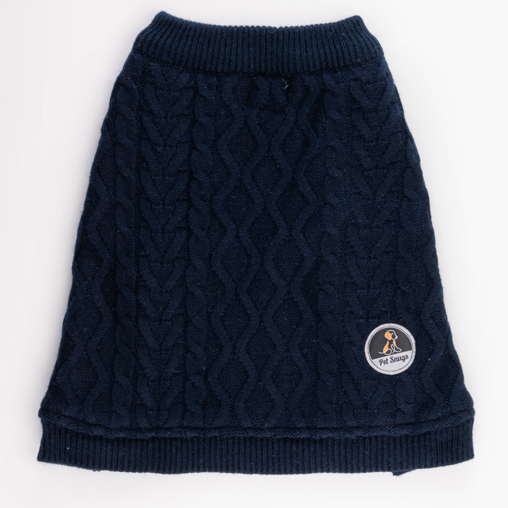 Petsnugs Cable Knit Sweater for Pets (Navy Blue)