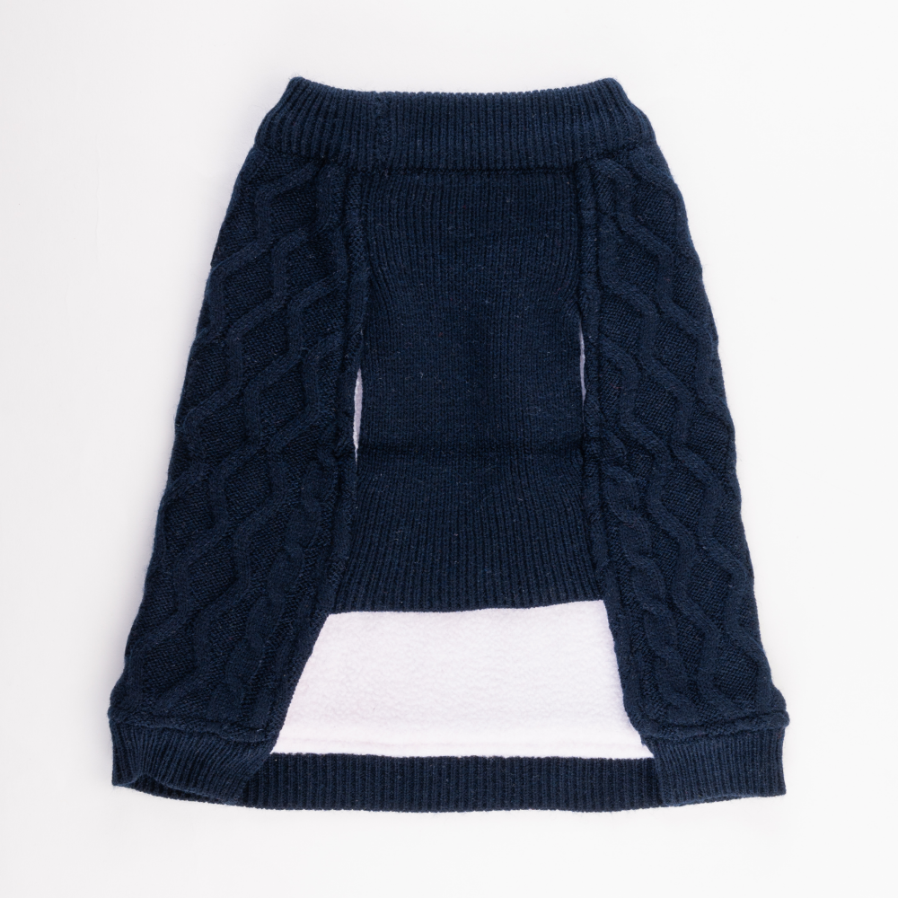 Petsnugs Cable Knit Sweater for Pets (Navy Blue)