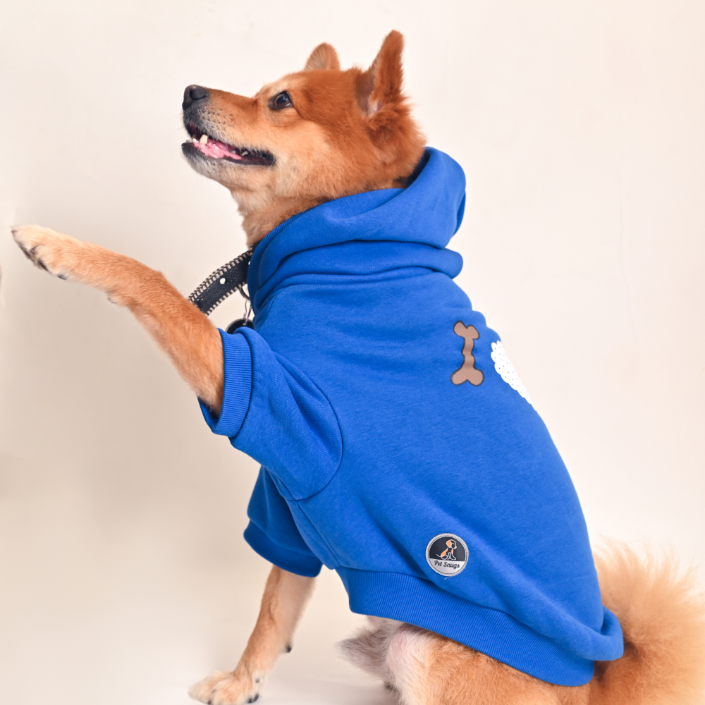 Petsnugs Cute Heart Hoodie for Pets (Blue)