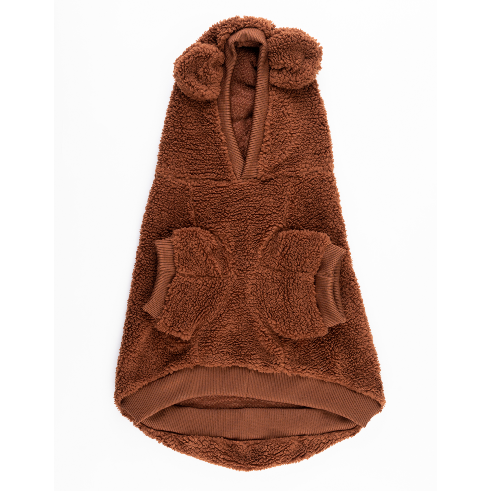 Petsnugs Woof Woof Sweatshirt for Pets (Dark Brown)
