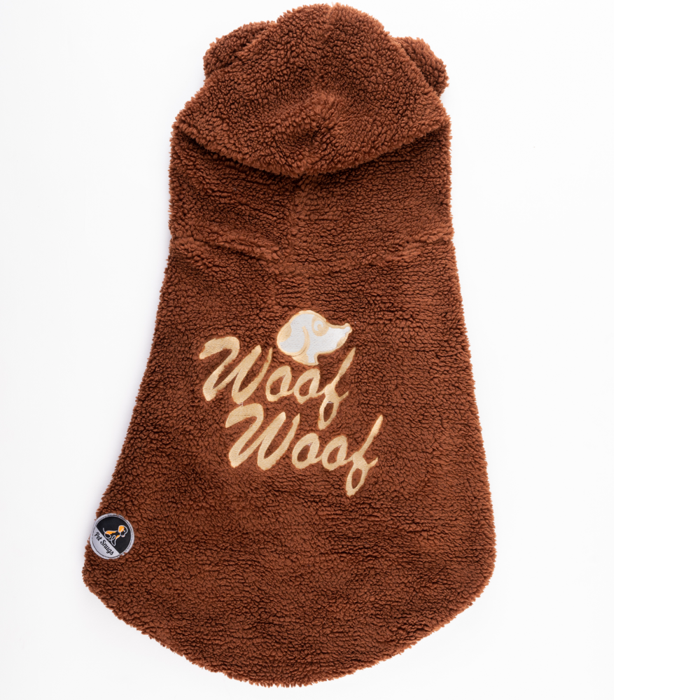 Petsnugs Woof Woof Sweatshirt for Pets (Dark Brown)