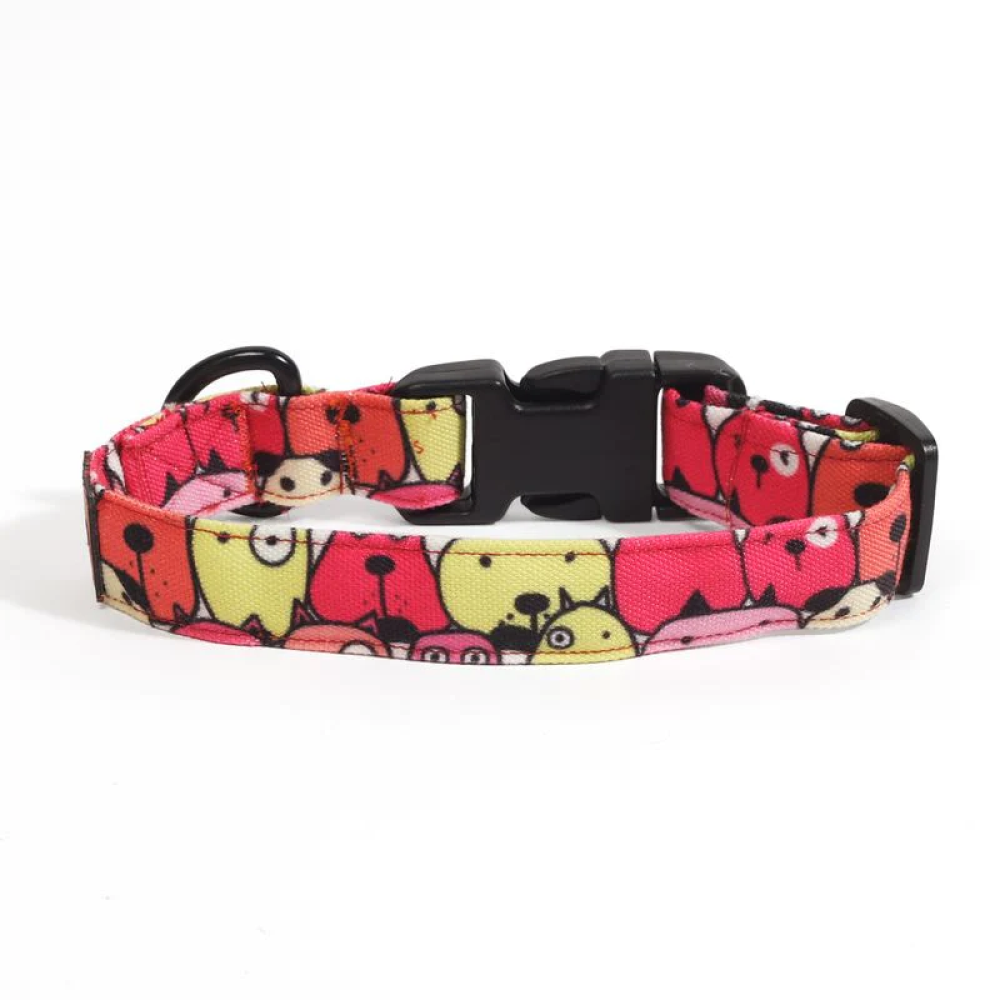 Lana Paws Googly Eyes Printed Collar for Dogs (Pink)