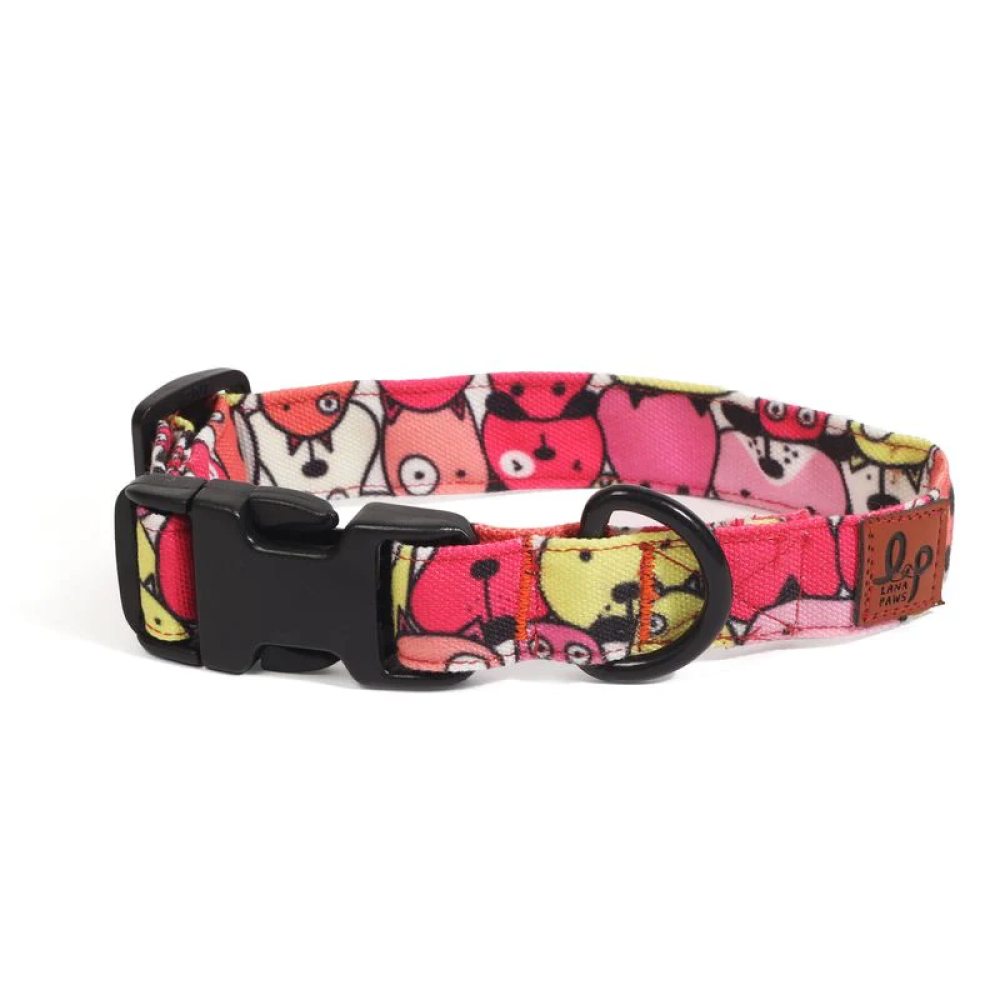 Lana Paws Googly Eyes Printed Collar for Dogs (Pink)
