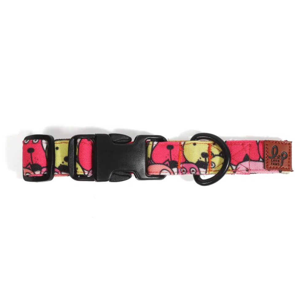 Lana Paws Googly Eyes Printed Collar for Dogs (Pink)