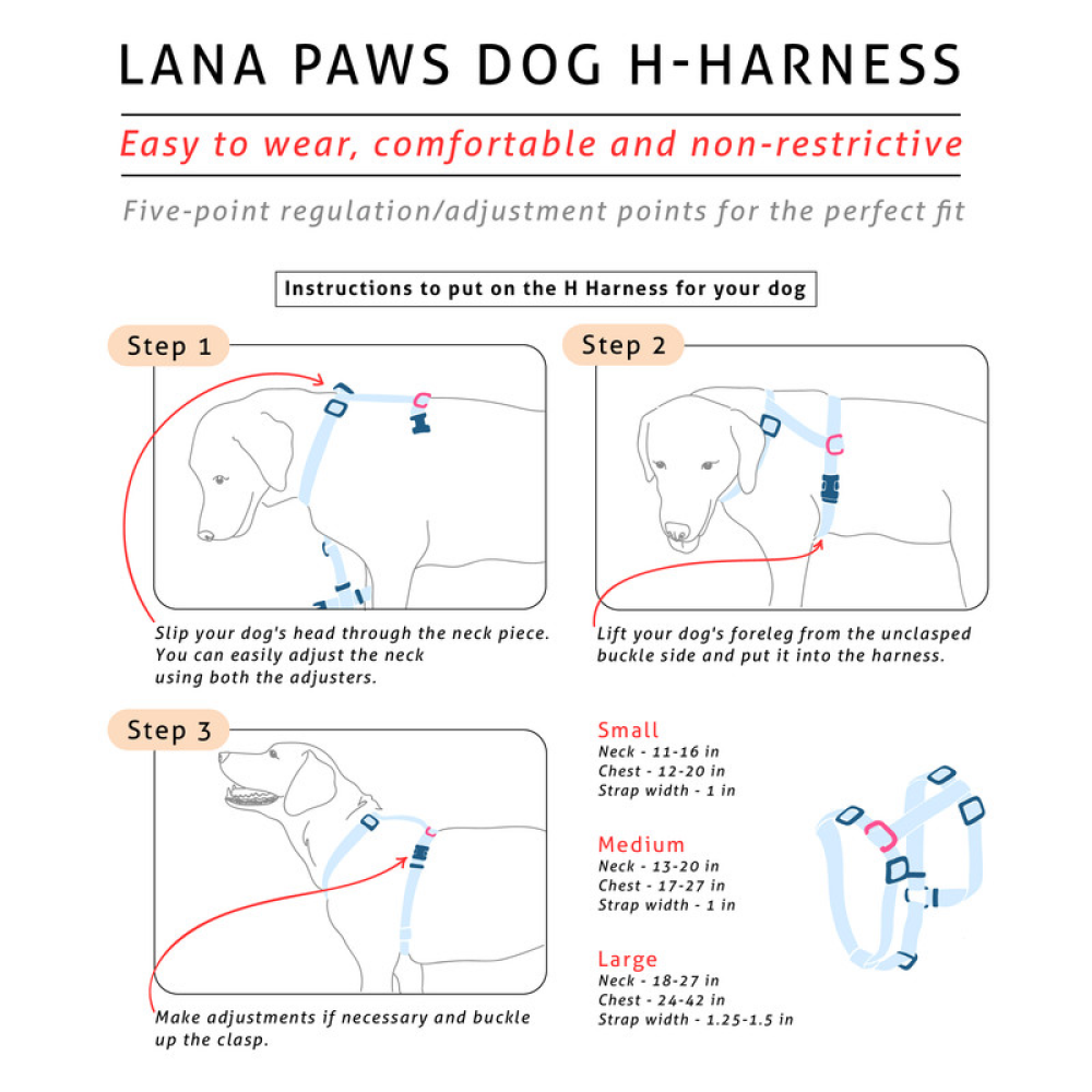Lana Paws Googly Eyes Blue H Harness for Dogs
