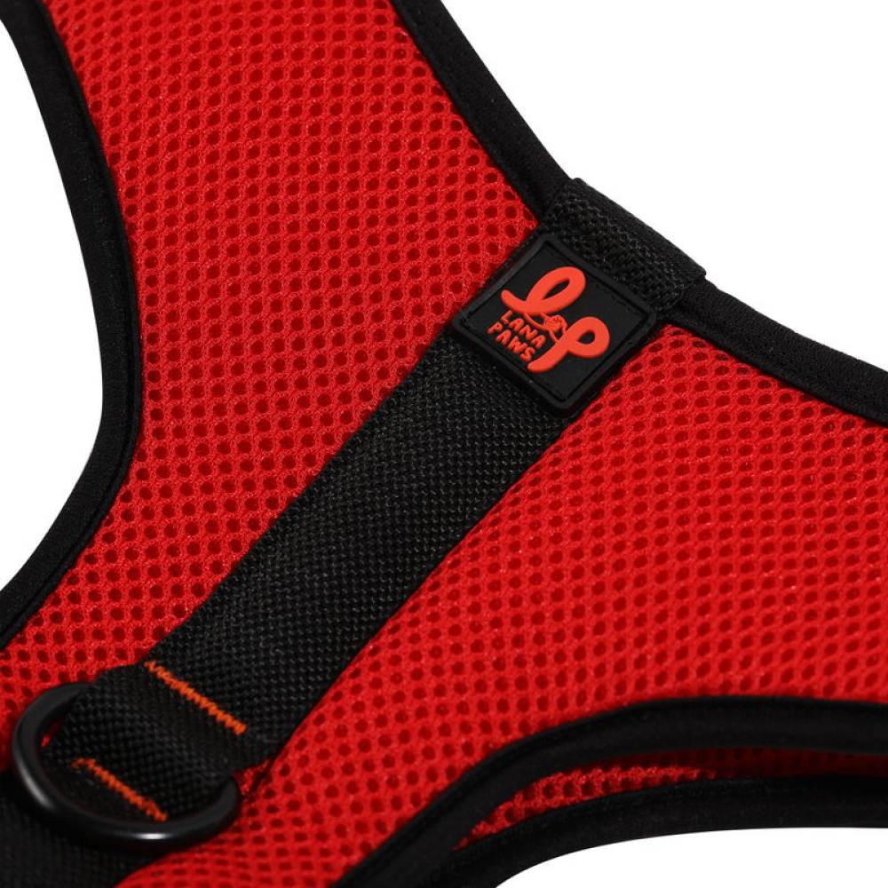 Lana Paws Solid Mesh Vest Harness for Dogs (Red & Black)