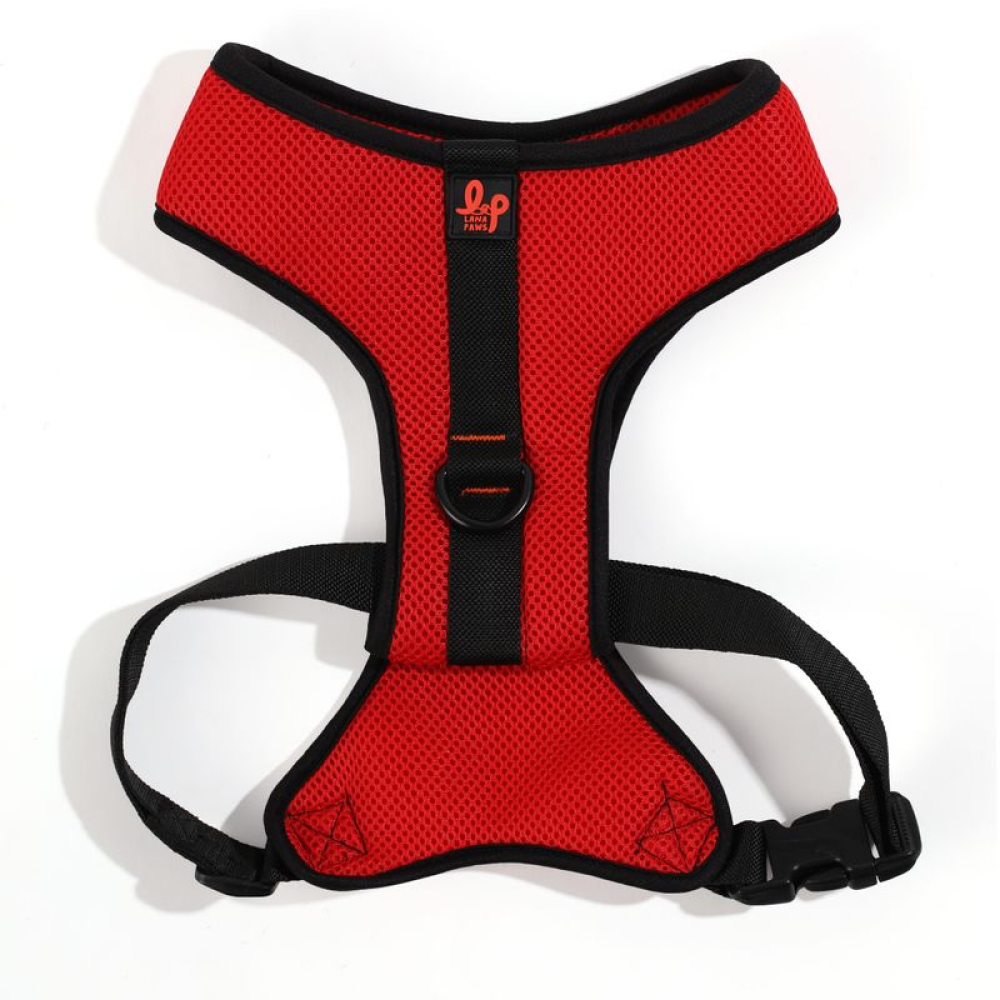 Lana Paws Solid Mesh Vest Harness for Dogs (Red & Black)
