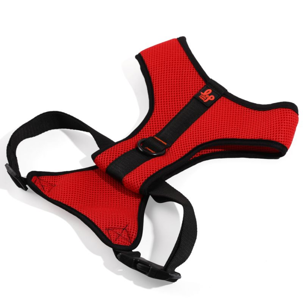 Lana Paws Solid Mesh Vest Harness for Dogs (Red & Black)