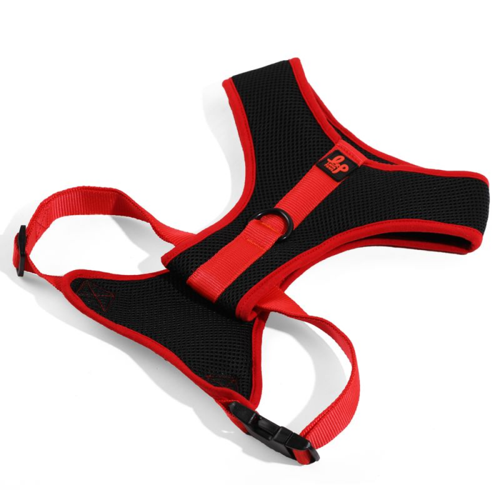 Lana Paws Solid Mesh Vest Harness for Dogs (Black & Red)