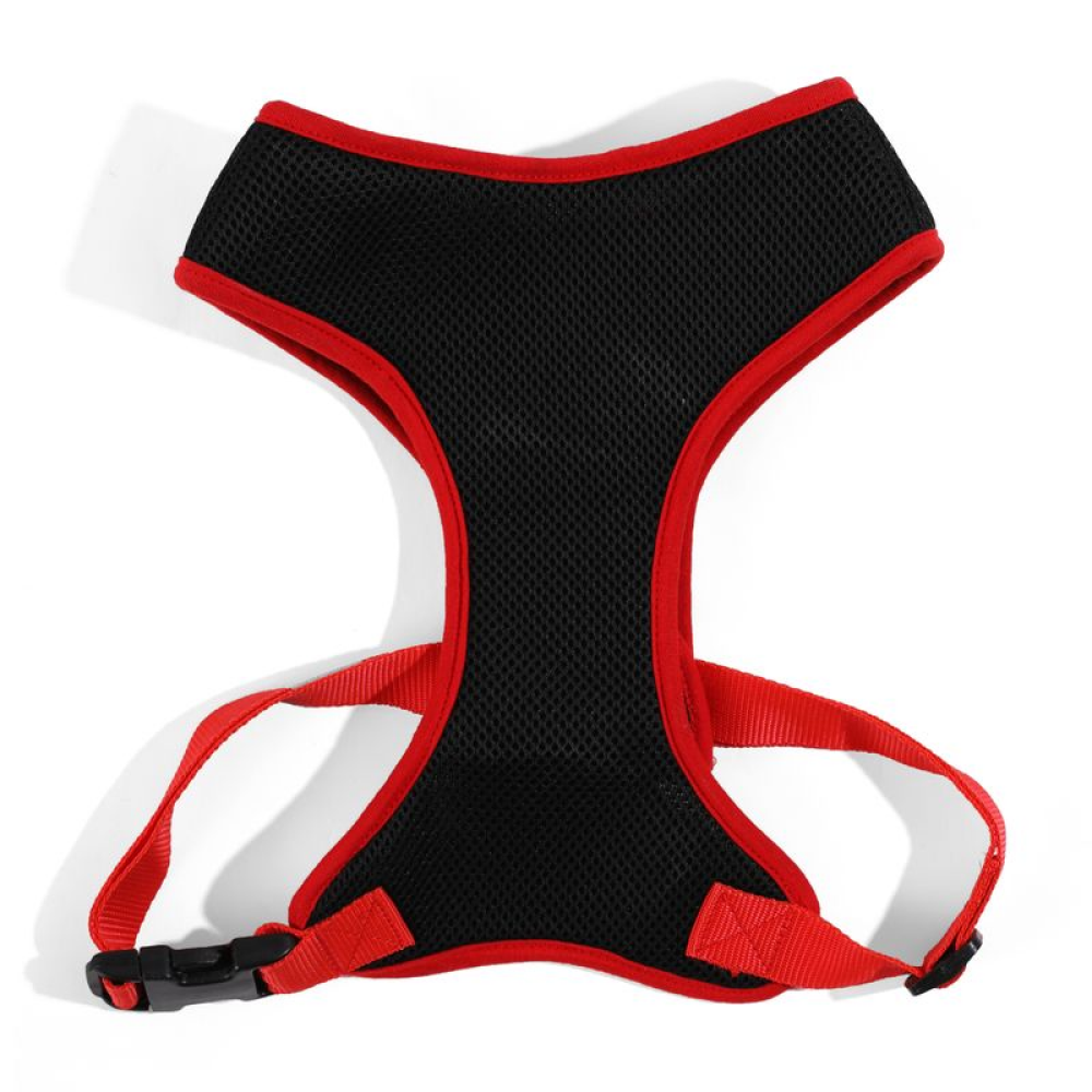 Lana Paws Solid Mesh Vest Harness for Dogs (Black & Red)