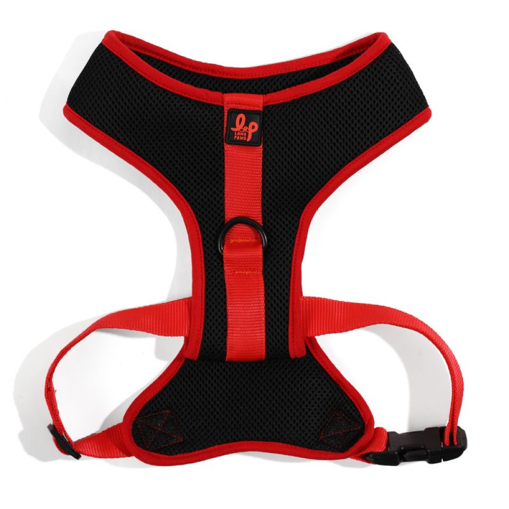 Lana Paws Solid Mesh Vest Harness for Dogs (Black & Red)