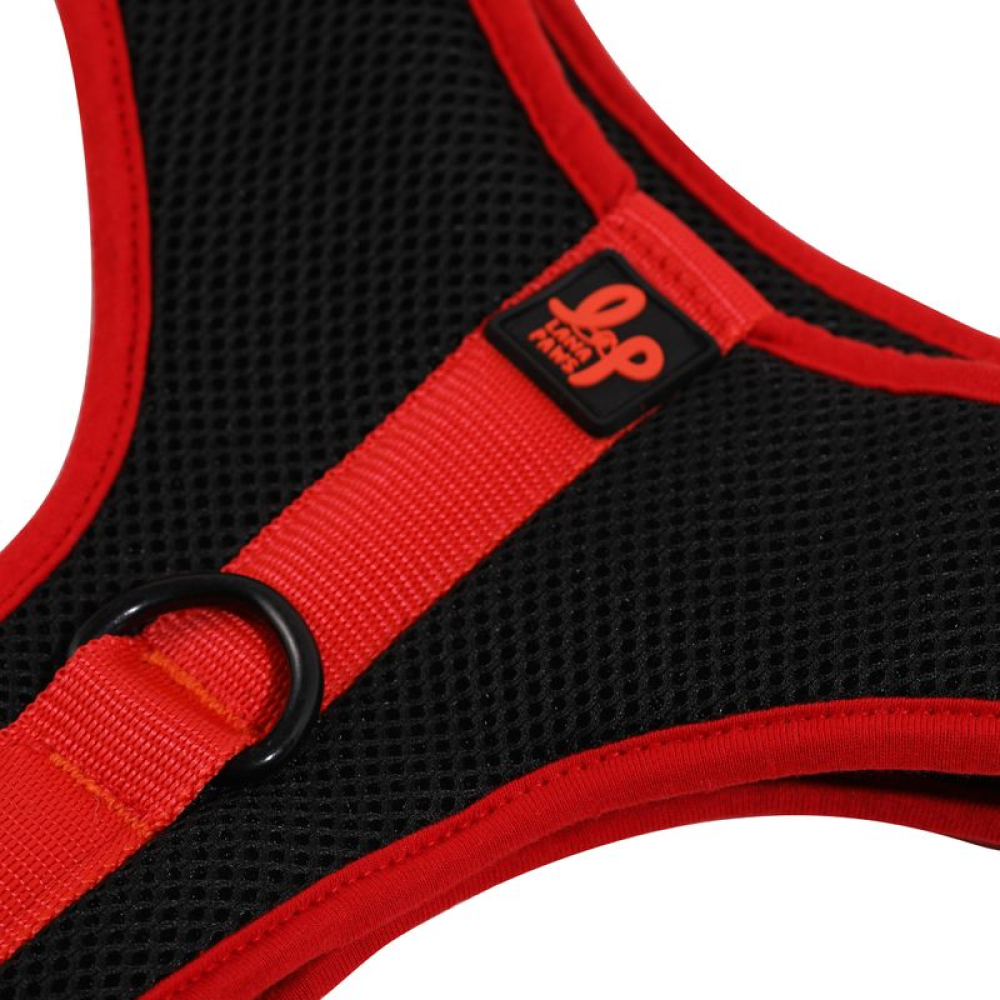 Lana Paws Solid Mesh Vest Harness for Dogs (Black & Red)