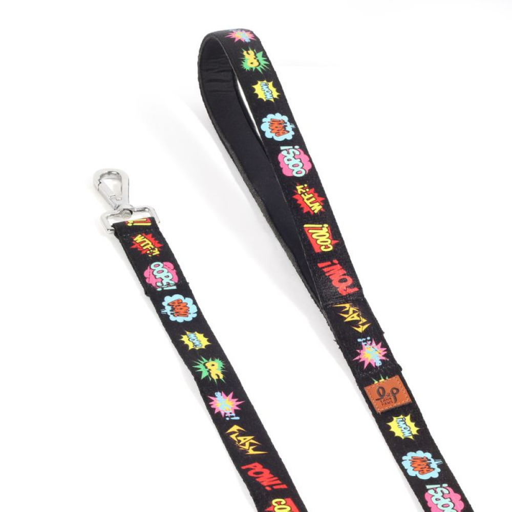 Lana Paws Comic Strip Leash for Dogs (Black)