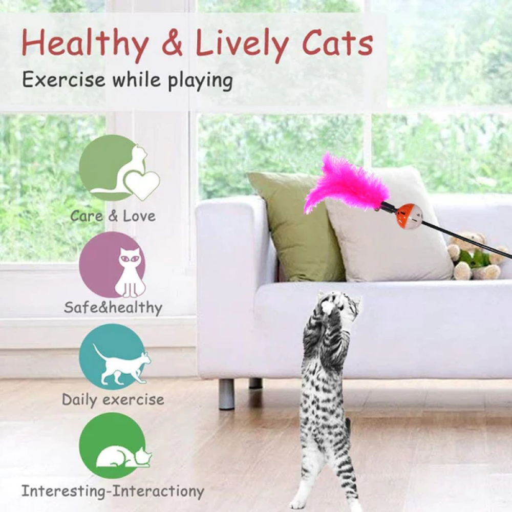 Emily Pets interactive Feather Toy for Cats (Pink)