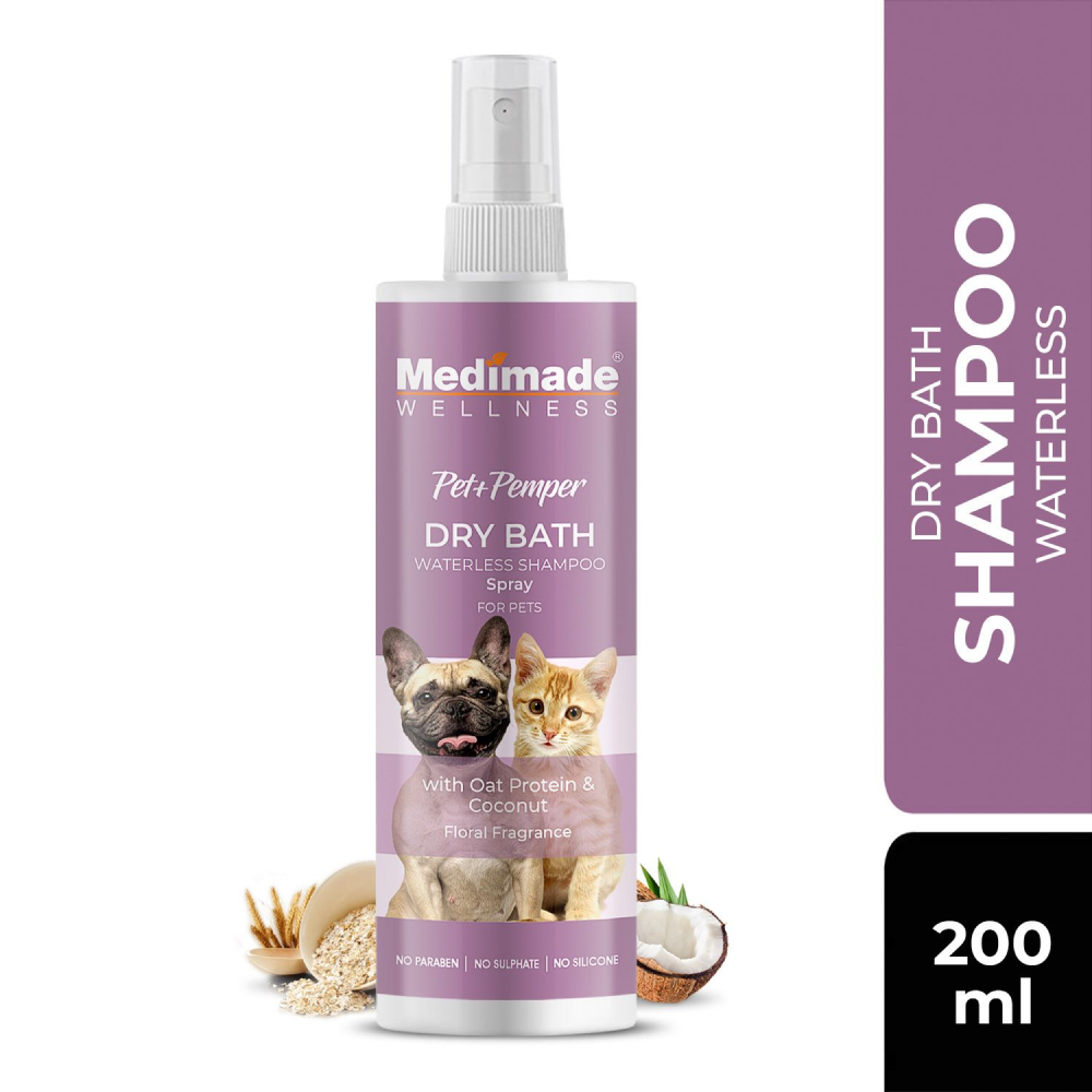 Medimade Dry Bath Waterless Shampoo with Oat Protein & Coconuts for Pets