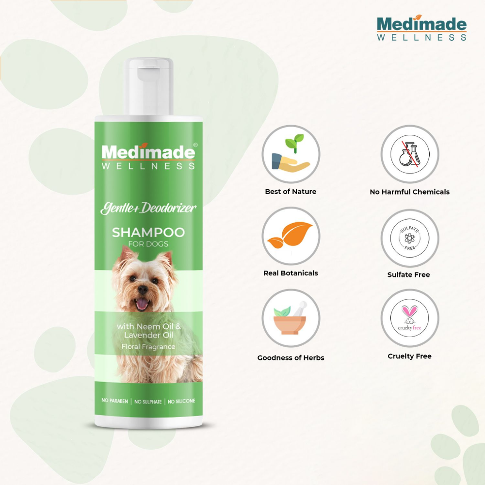 Medimade Gentle Deodorizer Shampoo with Neem & Lavender Oil for Dogs
