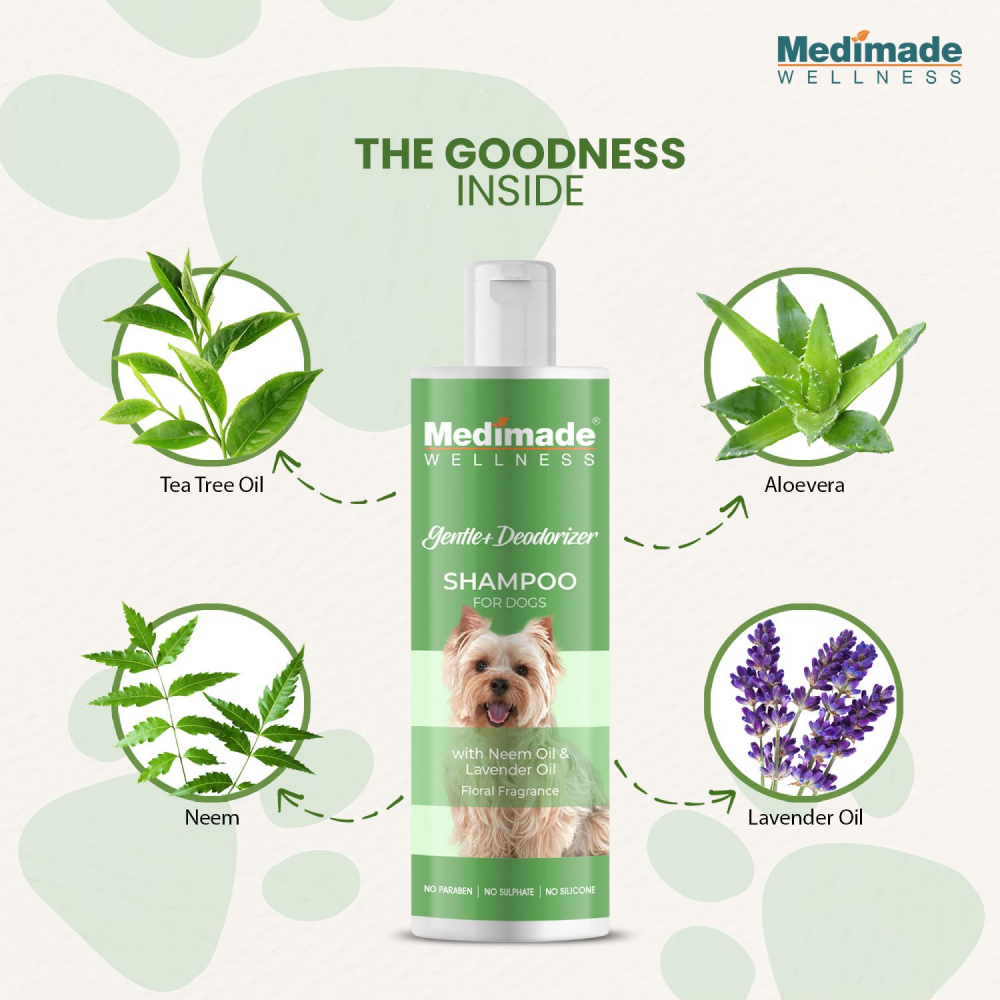 Medimade Gentle Deodorizer Shampoo with Neem & Lavender Oil for Dogs