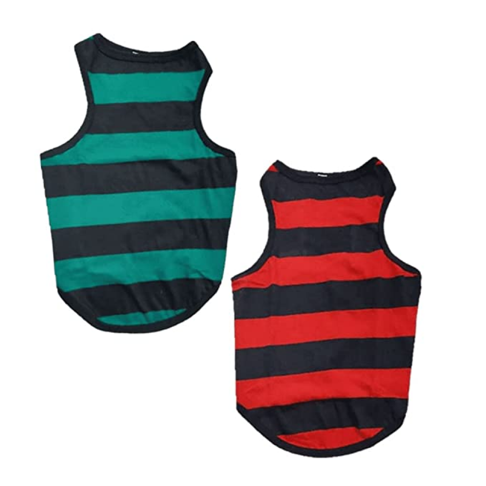 Fetcher Red and Aqua Blue Dog T Shirt Sleeveless Muscle Tee Sando Vest for Pets (Set of 2)