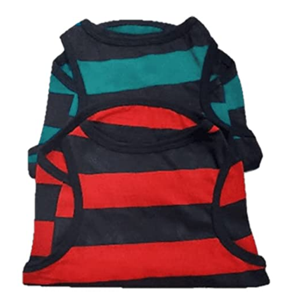 Fetcher Red and Aqua Blue Dog T Shirt Sleeveless Muscle Tee Sando Vest for Pets (Set of 2)