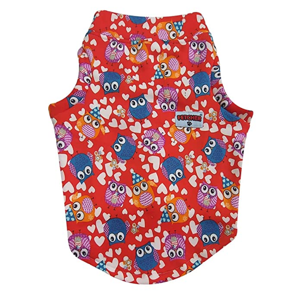 Fetcher Red Owl Printed Premium Warm Winter Jacket Coat for Pets
