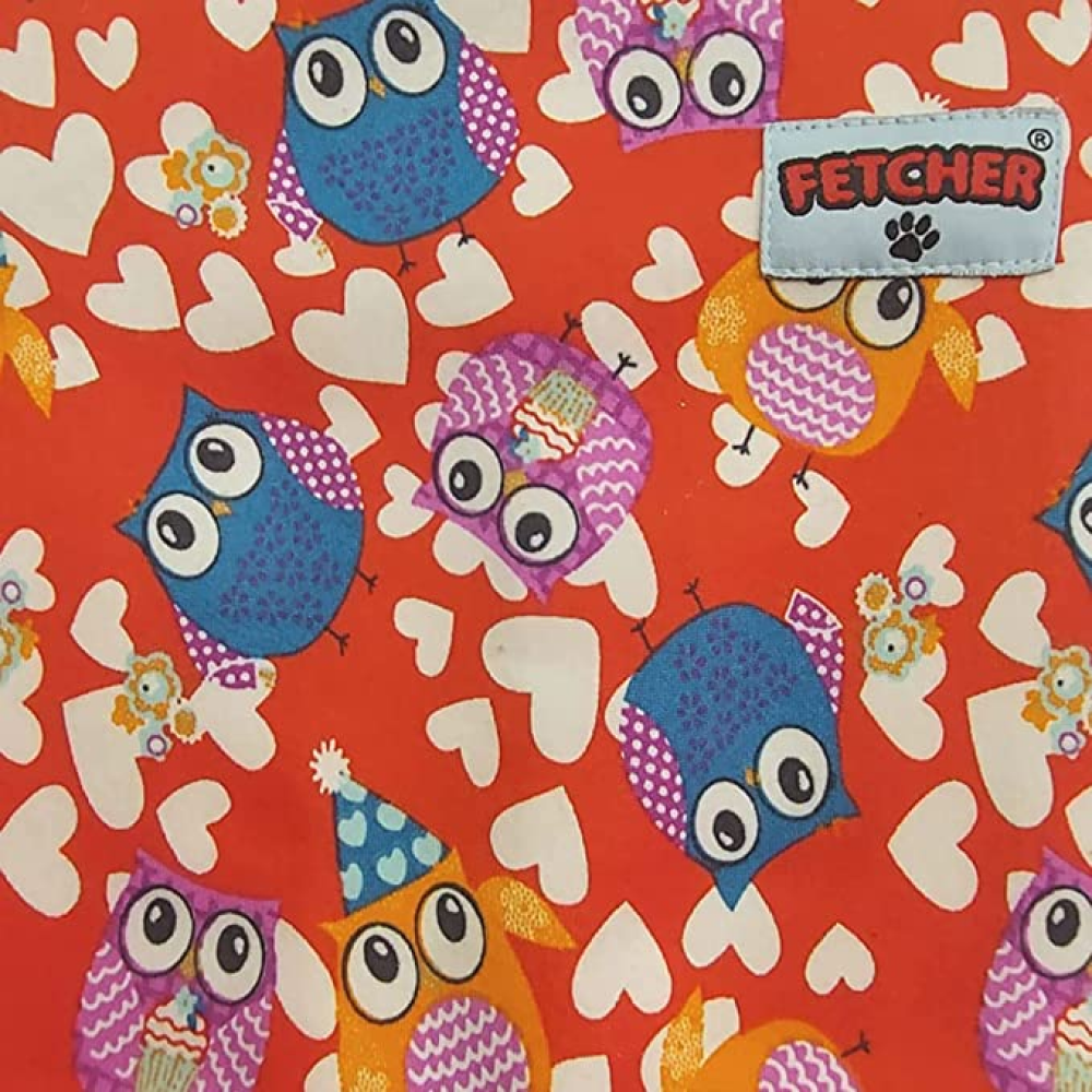 Fetcher Red Owl Printed Premium Warm Winter Jacket Coat for Pets