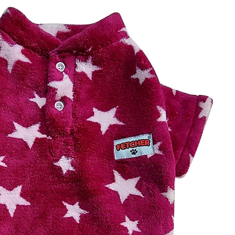 Fetcher Star Wine Colour Flannel Sweater for Pets