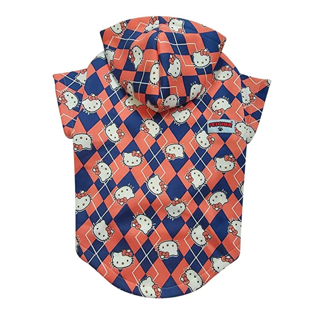 Fetcher Peach and Blue Cute Kitty Printed Warm Winter Sweatshirt for Pets