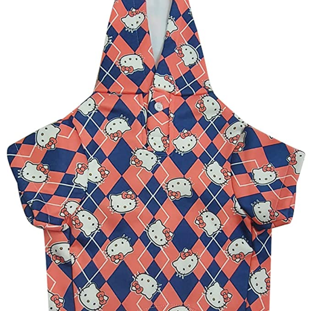 Fetcher Peach and Blue Cute Kitty Printed Warm Winter Sweatshirt for Pets