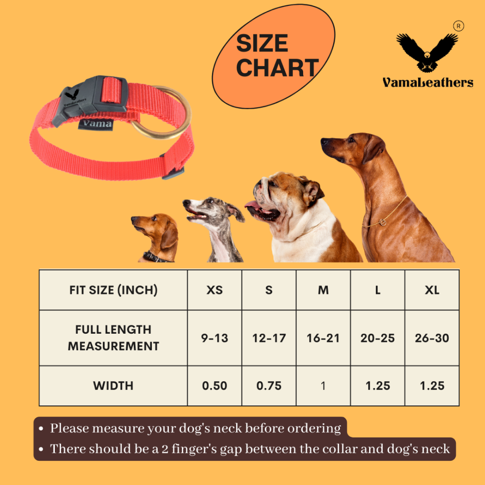 Vama Leathers Soft Durable Nylon Collar for Dogs (Racing Red)
