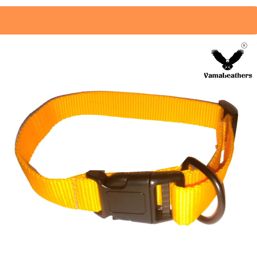 Vama Leathers All Weather Durable Everyday Collar for Dogs (Sunrise Orange)