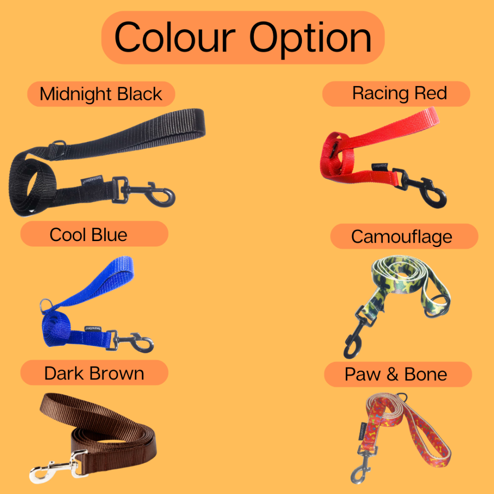 Vama Leathers Super Strong & Durable Nylon Leash for Dogs (Midnight Black)