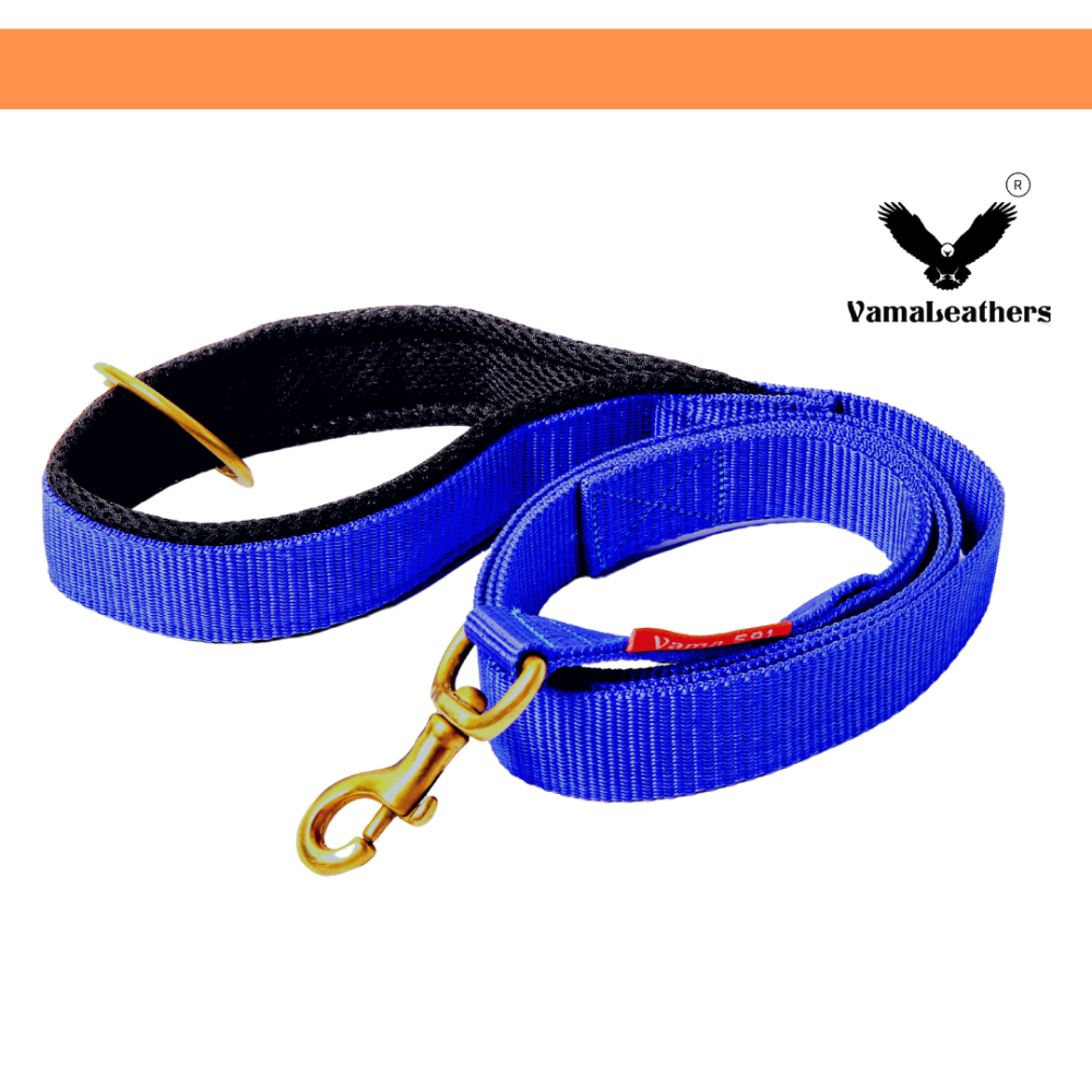 Vama Leathers Super Strong Soft Handle All Weather Leash for Dogs (Electric Blue)