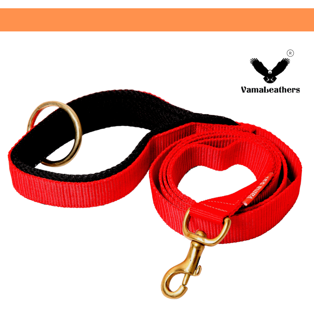 Vama Leathers Super Strong Soft Handle All Weather Leash for Dogs (Scarlet Red)