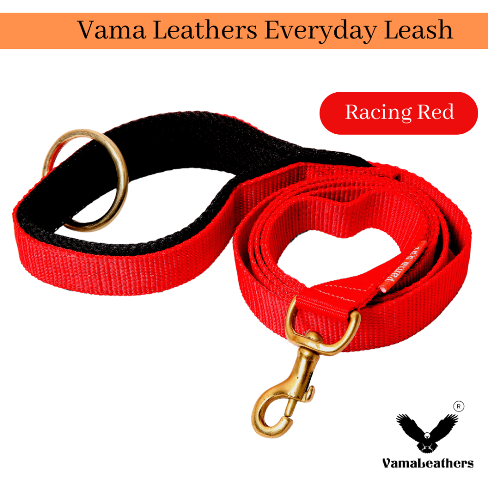 Vama Leathers Super Strong Soft Handle All Weather Leash for Dogs (Scarlet Red)