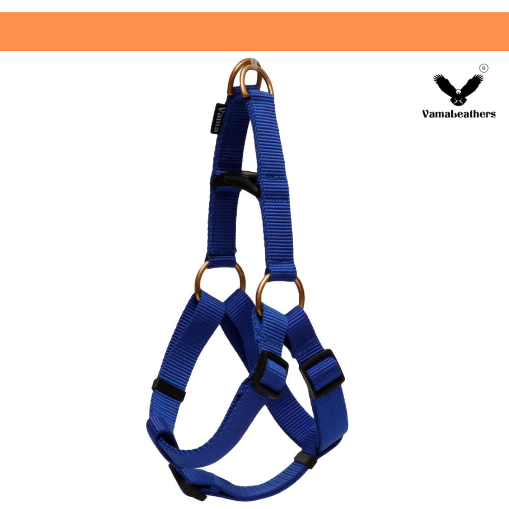 Vama Leathers Easy Fit Quick Wear Comfortable Body Harness for Dogs (Electric Blue)