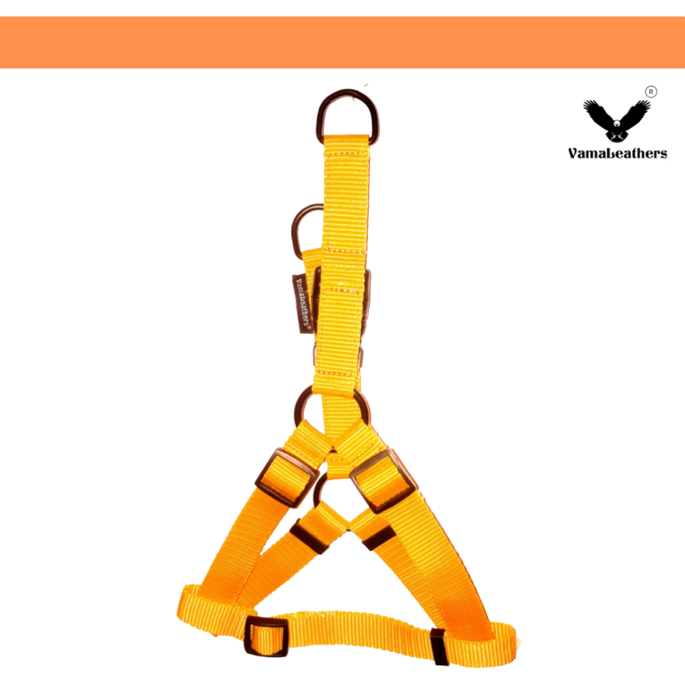 Vama Leathers Easy Fit Quick Wear Comfortable Body Harness for Dogs (Sunrise Orange)
