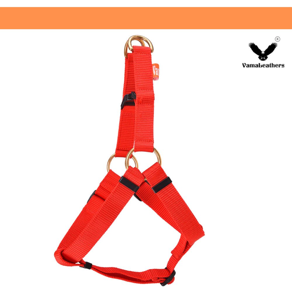 Vama Leathers Easy Fit Quick Wear Comfortable Body Harness for Dogs (Scarlet Red)