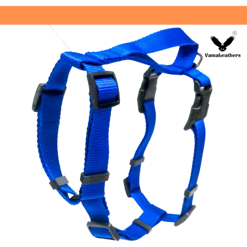 Vama Leathers Sure-Fit Soft & Strong Nylon Harness for Dogs (Cool Blue)