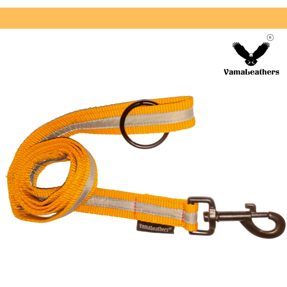 Vama Leathers Reflective Soft Handle All Weather Leash for Dogs (Sunrise Orange)