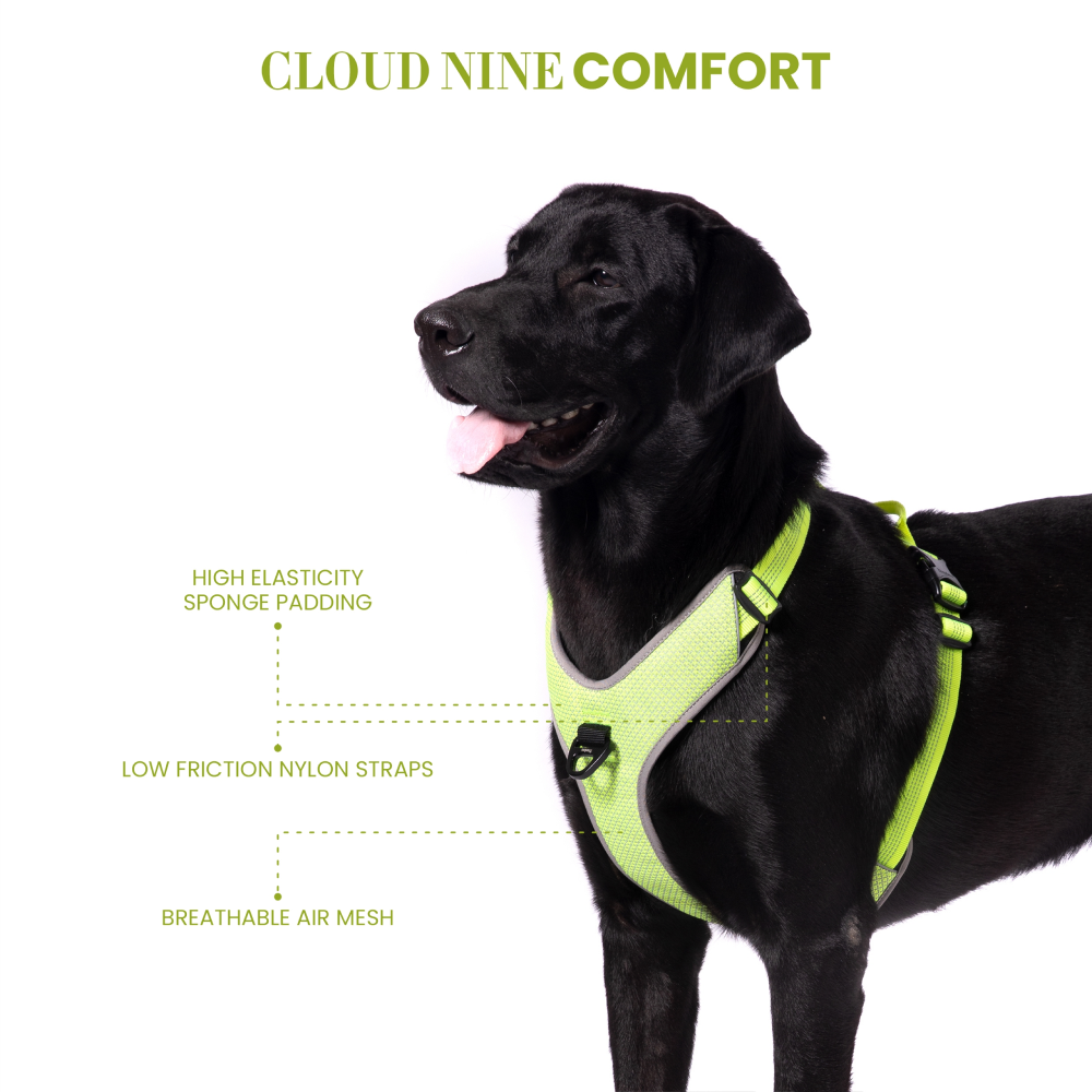 Truelove Harness with Reflective Fabric for Dogs (Neon Yellow)