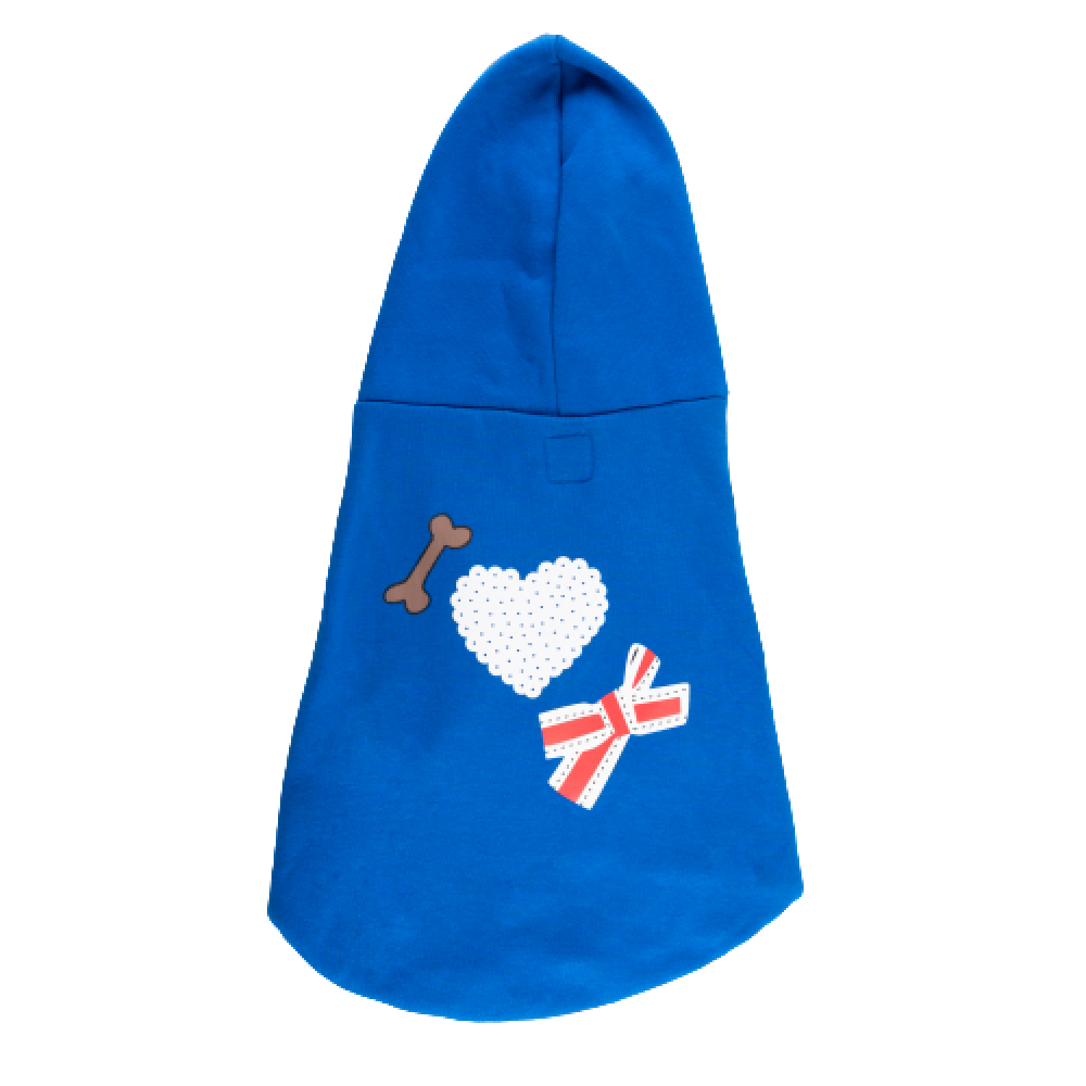 Petsnugs Cute Heart Hoodie for Pets (Blue)