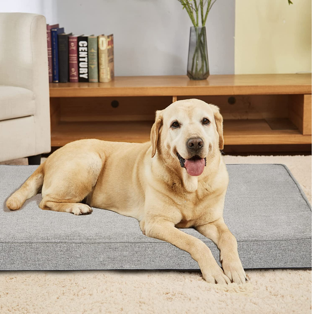 Hiputee Jute Fabric Flat Cushion Bed for Pets (Light Grey)