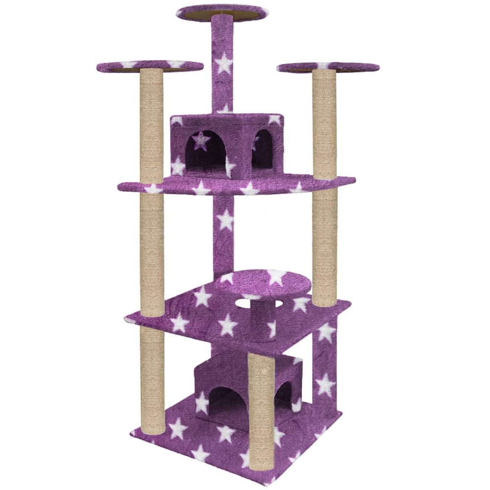 Hiputee Multiple Floors Activity Tree with Scratching Post for Cats (Purple Star)