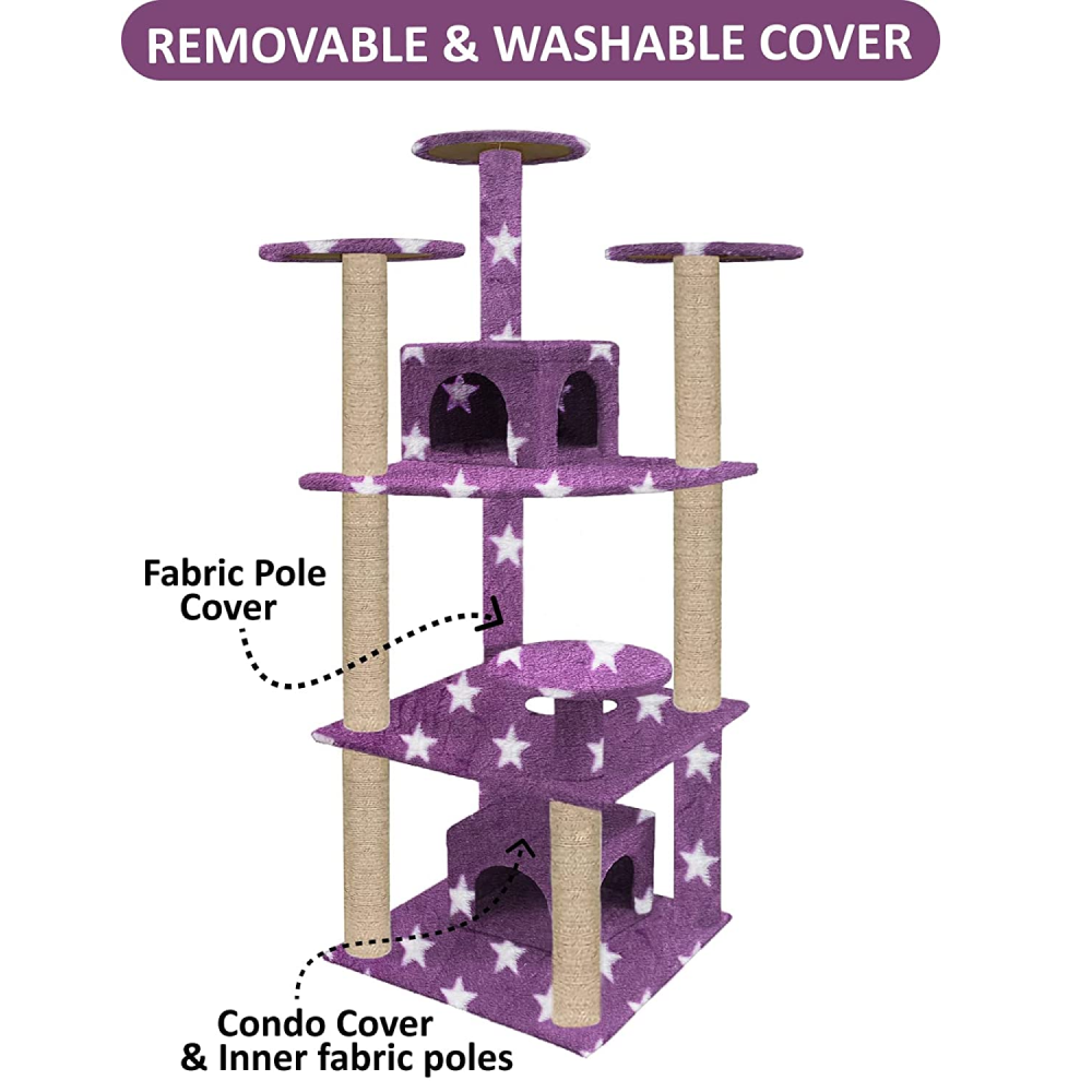 Hiputee Multiple Floors Activity Tree with Scratching Post for Cats (Purple Star)