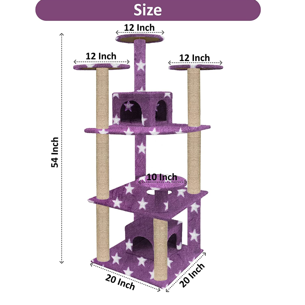 Hiputee Multiple Floors Activity Tree with Scratching Post for Cats (Purple Star)