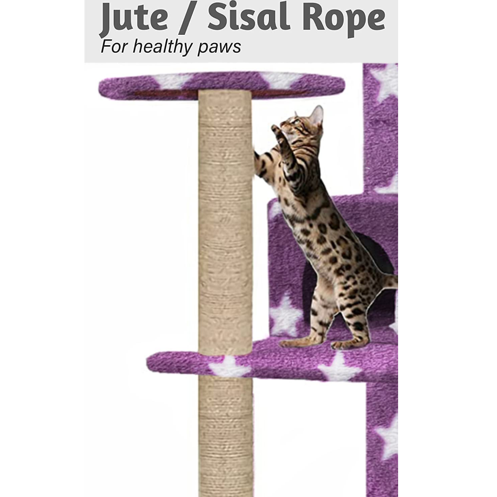 Hiputee Multiple Floors Activity Tree with Scratching Post for Cats (Purple Star)